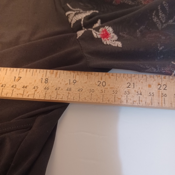 Perception concept top size xlarge black floral mesh sleeves boho fairy Whimsica - Picture 9 of 10